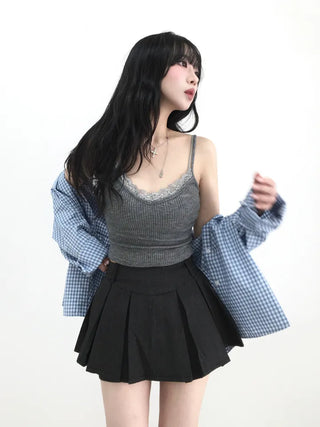 Dienlo Lace Ribbed Sleeveless