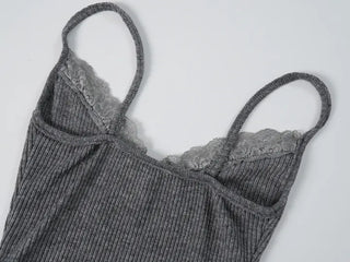 Dienlo Lace Ribbed Sleeveless