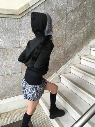 Animal Print Shirred Banded Frill Mini Skirt
