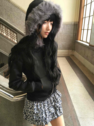 Animal Print Shirred Banded Frill Mini Skirt