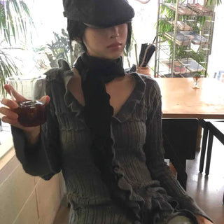 Vintage Ruffle Knit Cardigan