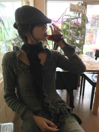 Vintage Ruffle Knit Cardigan