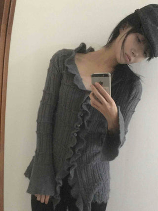 Vintage Ruffle Knit Cardigan