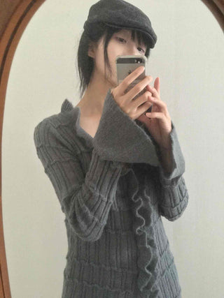 Vintage Ruffle Knit Cardigan
