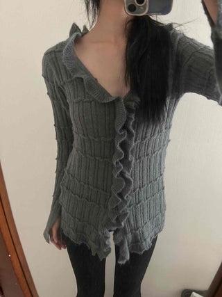 Vintage Ruffle Knit Cardigan