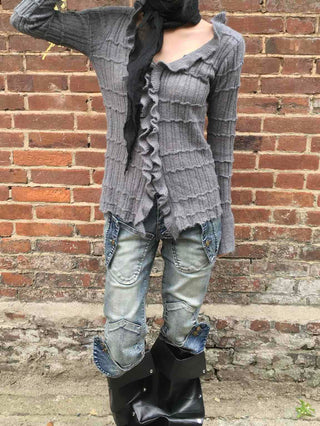 Vintage Ruffle Knit Cardigan