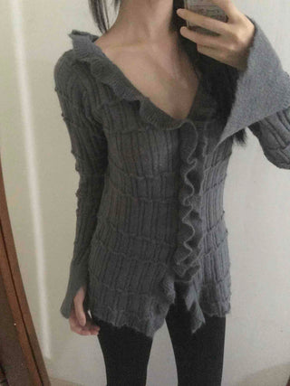 Vintage Ruffle Knit Cardigan