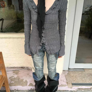 Vintage Ruffle Knit Cardigan