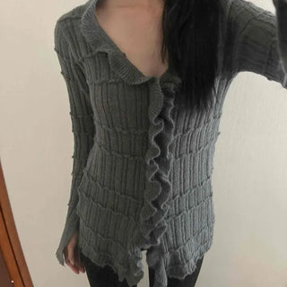 Vintage Ruffle Knit Cardigan