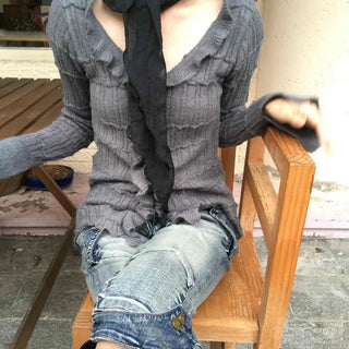 Vintage Ruffle Knit Cardigan