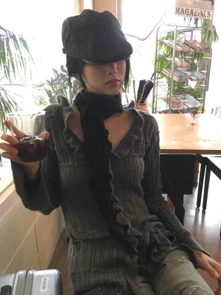 Vintage Ruffle Knit Cardigan