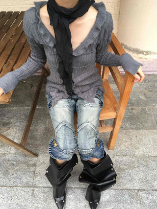 Vintage Ruffle Knit Cardigan
