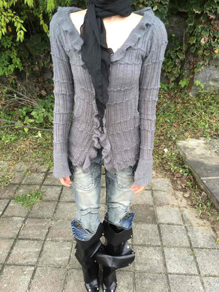Vintage Ruffle Knit Cardigan