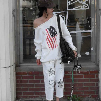 American Vintage Off-Shoulder Loose Fit Sweatshirt
