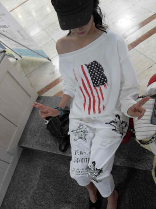 American Vintage Off-Shoulder Loose Fit Sweatshirt
