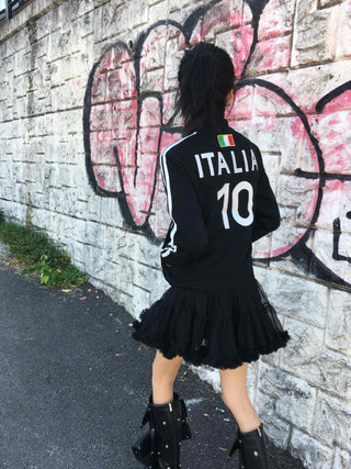 Street Lettering Embroidered Side Line Oversized Jersey