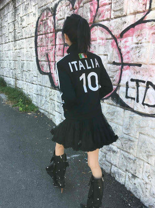 Street Lettering Embroidered Side Line Oversized Jersey