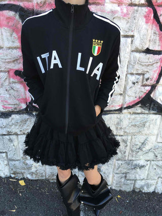 Street Lettering Embroidered Side Line Oversized Jersey