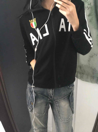 Street Lettering Embroidered Side Line Oversized Jersey