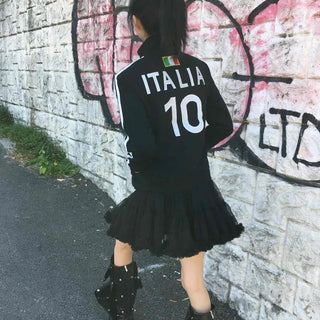 Street Lettering Embroidered Side Line Oversized Jersey
