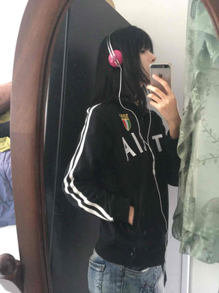 Street Lettering Embroidered Side Line Oversized Jersey