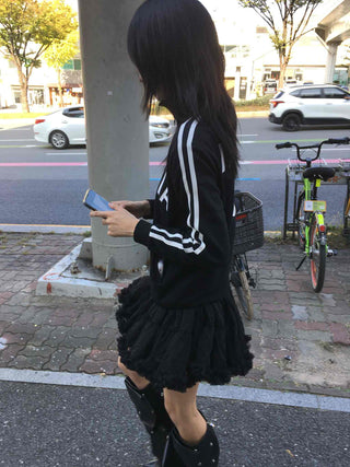 Street Lettering Embroidered Side Line Oversized Jersey