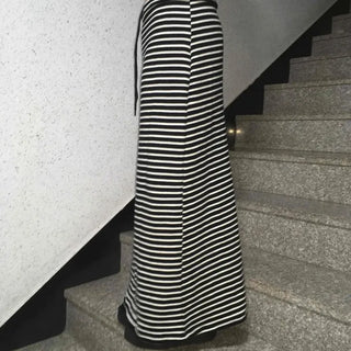 Casual Street Drawstring Bold Stripe Maxi Skirt