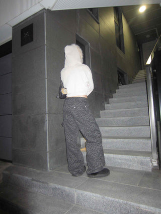 Y2K Leopard Wide Elastic Cargo Pants
