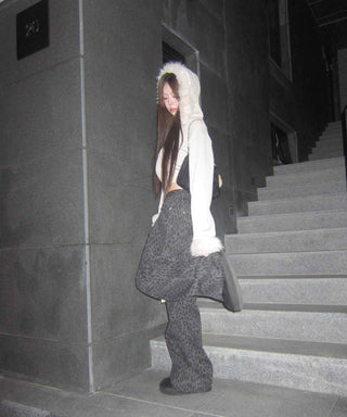 Y2K Leopard Wide Elastic Cargo Pants