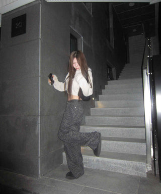 Y2K Leopard Wide Elastic Cargo Pants