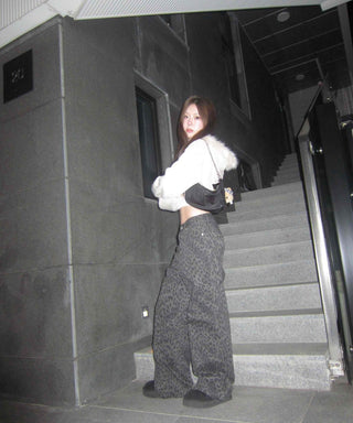 Y2K Leopard Wide Elastic Cargo Pants