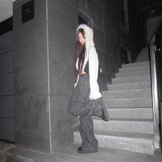 Glitter Angora Mix Fur Hooded Zip-Up