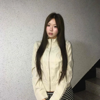 Minimal slim-fit knit zip-up cardigan