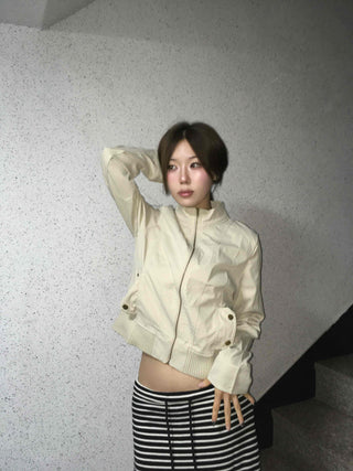 Minimal slim-fit knit zip-up cardigan