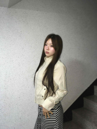 Minimal slim-fit knit zip-up cardigan