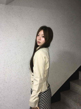 Minimal slim-fit knit zip-up cardigan