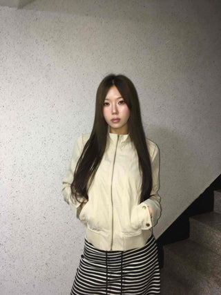 Minimal slim-fit knit zip-up cardigan