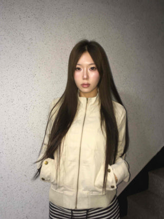 Minimal slim-fit knit zip-up cardigan