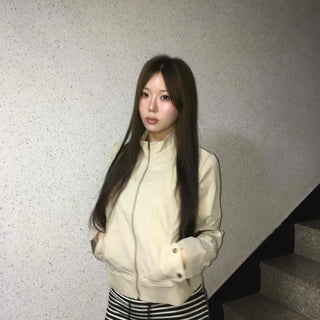 Minimal slim-fit knit zip-up cardigan