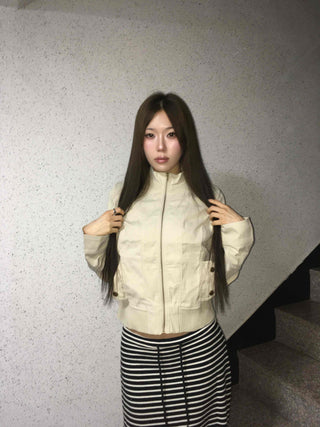 Minimal slim-fit knit zip-up cardigan