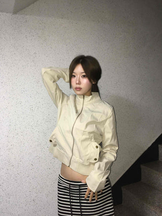 Minimal slim-fit knit zip-up cardigan