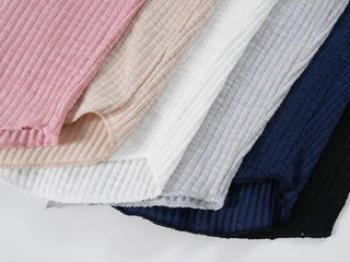 Zear Ribbed Rounded Hem V-Neck Cardigan