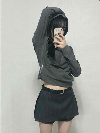 Belted Striped A-Line Shorts