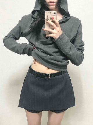 Belted Striped A-Line Shorts