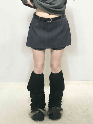Belted Striped A-Line Shorts