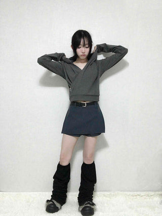 Belted Striped A-Line Shorts