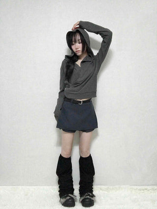 Belted Striped A-Line Shorts
