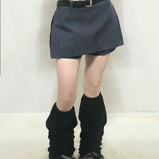 Belted Striped A-Line Shorts