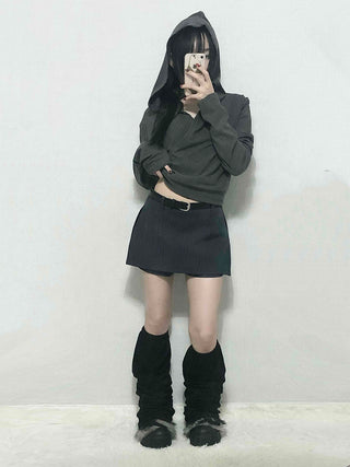 Belted Striped A-Line Shorts