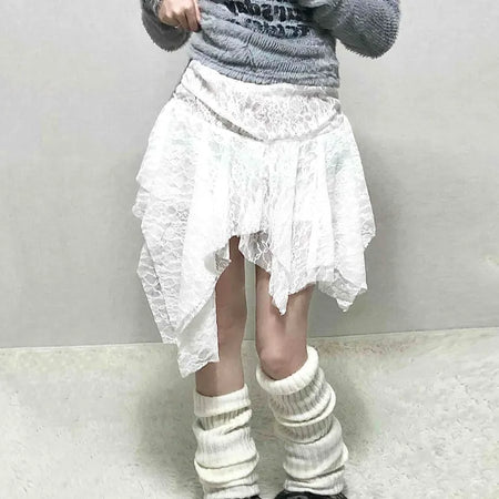 Fairy Lace Asymmetrical Frill Mini Skirt